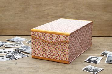 Handgemachte Fotobox "Maxi", orange gelb, Schachtel für Fotos